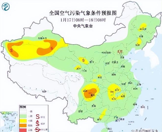 势各异！川盆及华东一带霾污染结束已在即！新疆南部等地沙尘再起