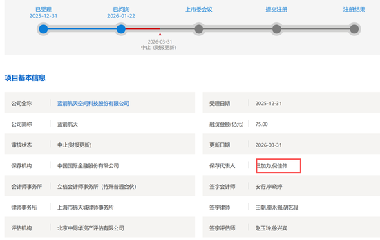 蓝箭航天中止后，保代也突然从中金公司离职，发生了什么？